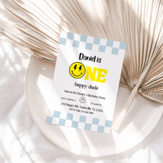 One Lycklig, 1:a födelsedagspojken Party - Cute &  Inbjudningar