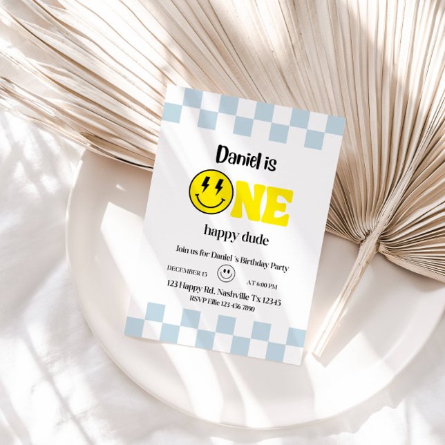 One Lycklig, 1:a födelsedagspojken Party - Cute &  Inbjudningar (Skapare uppladdad)