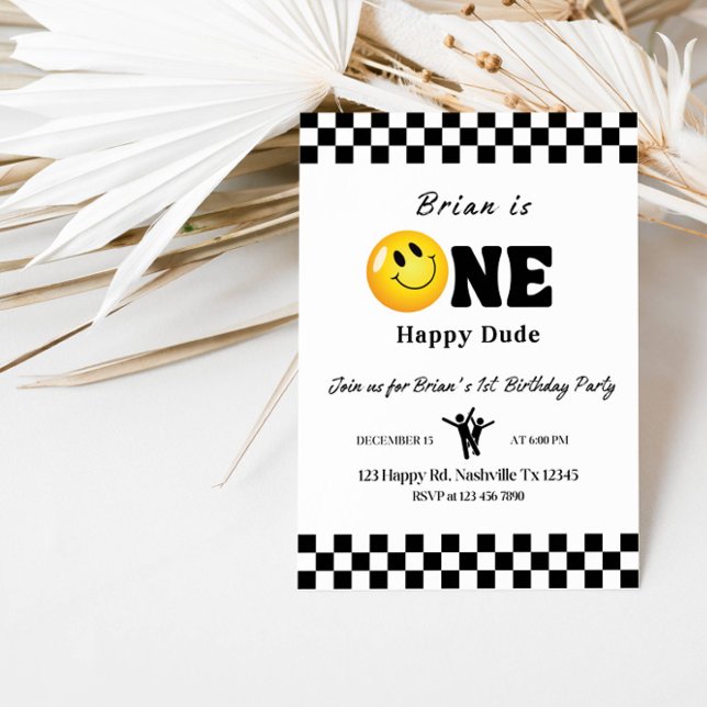 One Lycklig, 1:a födelsedagspojken Party - Cute &  Inbjudningar (Skapare uppladdad)