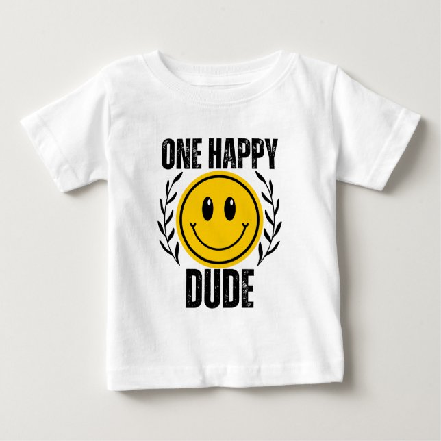 One Lycklig Boy 1st Birthday T Shirt (Framsida)