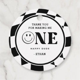 One Lycklig Boy 1st Birthday Tack Gåvor Etiketter