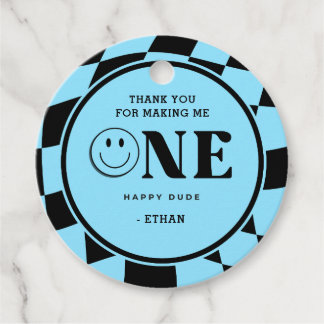 One Lycklig Boy 1st Birthday Tack Gåvor Etiketter
