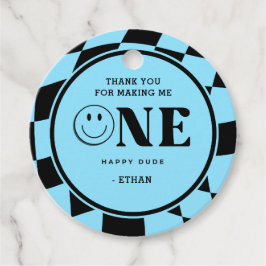 One Lycklig Boy 1st Birthday Tack Gåvor Etiketter
