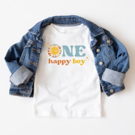 One Lycklig Boy Boho Sol 1:a födelsedagen T Shirt
