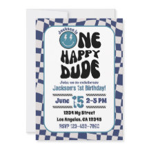 One Lycklig Boy Boy's Födelsedagsfest inbjudan