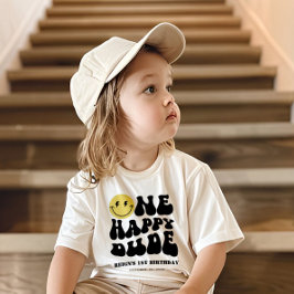 One Lycklig | Boys Lycklig Ansikte Rad 1:a födelse T Shirt