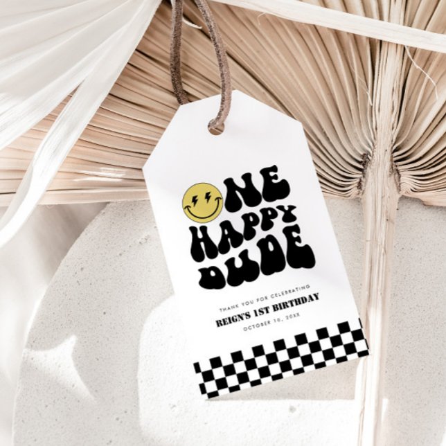 One Lycklig | Boys Rad Kids 1st Birthday Favor Presentetikett (Skapare uppladdad)