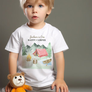 One Lycklig Camper 1st Birthday Camping Baby T-Shi T Shirt