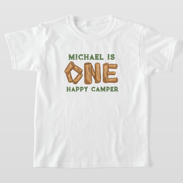 One Lycklig Camper 1st Birthday T-Shirt (Laydown)