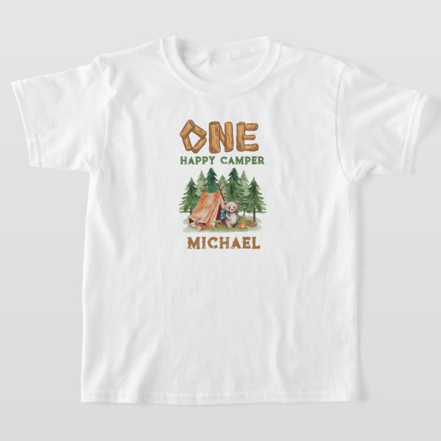 One Lycklig Camper 1st Birthday T-Shirt (Laydown)