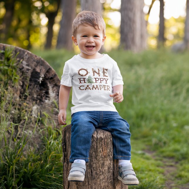 One Lycklig Camper Baby T-Shirt för campingteme Pa (One Happy Camper Tee)