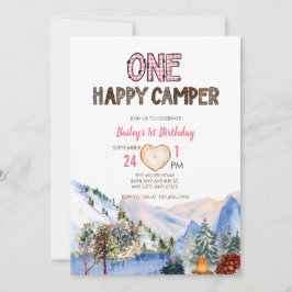 One Lycklig Camper | Camping Birthday-inbjudan Inbjudningar
