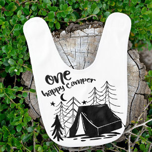 One Lycklig Camper Doodle Art Första födelsedag Hakklapp