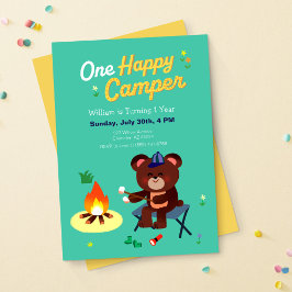 One Lycklig Camper First Birthday Inbjudan