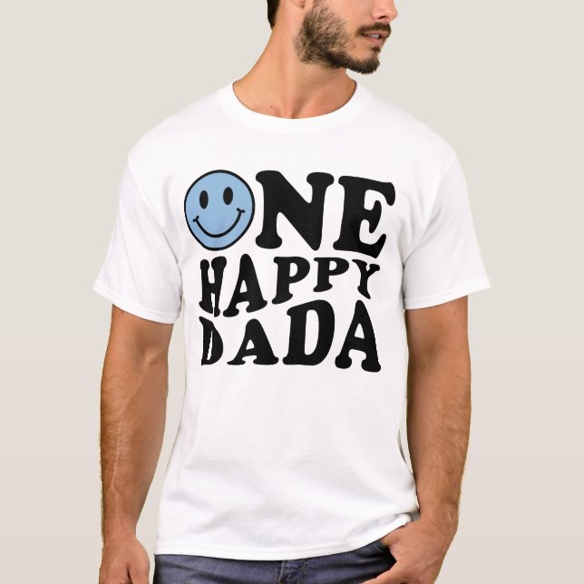 One Lycklig Dada | Blå matchning - en familjedag T Shirt (Framsida)