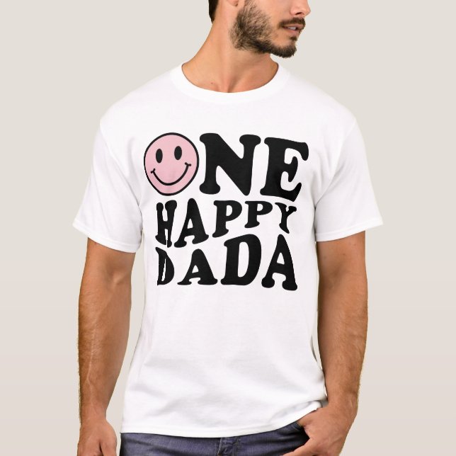 One Lycklig Dada | Rosa som matchar en familjeföde T Shirt (Framsida)
