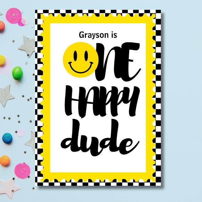 One Lycklig, första Födelsedagsfesten. Inbjudningar (Skapare uppladdad)