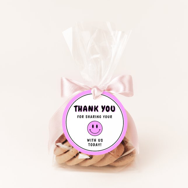 One Lycklig Gal/Lila Smiley Tack Gåvor Etiketter (Skapare uppladdad)