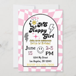 One Lycklig Girl Birthday-inbjudan Inbjudningar