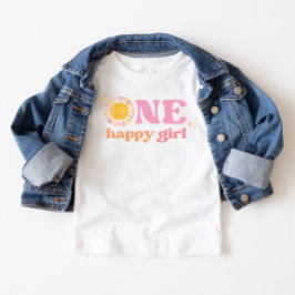 One Lycklig Girl Rosa Boho Sol 1:a födelsedagen T Shirt