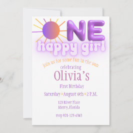 One Lycklig Girl, Sol Tema Birthday-inbjudan Inbjudningar
