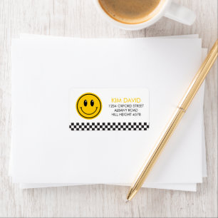 One Lycklig, Lycklig Ansikte Boy 1st Birthday Adressetikett
