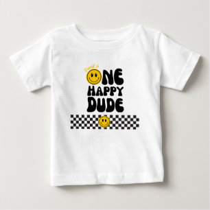One Lycklig, Lycklig Ansikte Boy 1st Birthday T Shirt