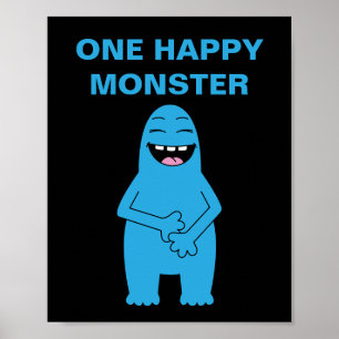 One Lycklig Monster Halloween Birthday Anpassnings Poster