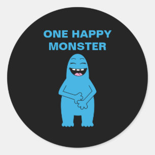 One Lycklig Monster Halloween Birthday Anpassnings Runt Klistermärke