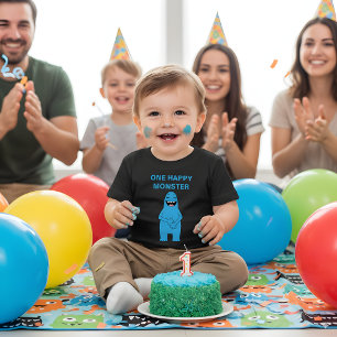 One Lycklig Monster Halloween Birthday Anpassnings T Shirt