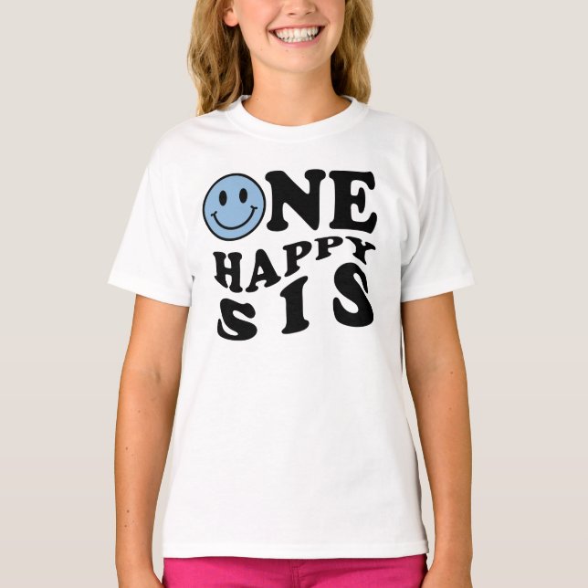 One Lycklig Syrran | Blå matchning - en familjedag T Shirt (Framsida)