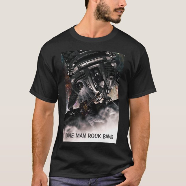 One Man Rock Band. Astronaut playing guitar T Shirt (Framsida)
