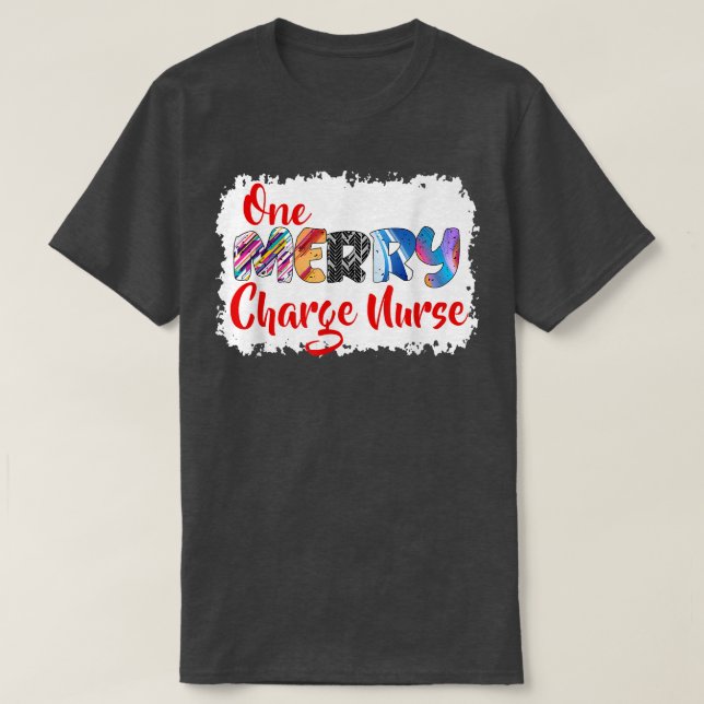 One Merry Charge Nurse Christmas PJ Xmas Matching  T Shirt (Design framsida)