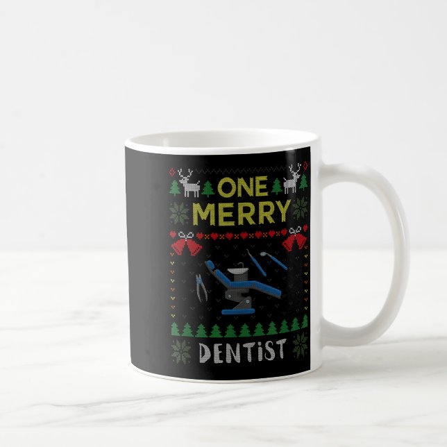 One Merry Dentist Dental Doctor Ugly Christmas Swe Kaffemugg (Höger)