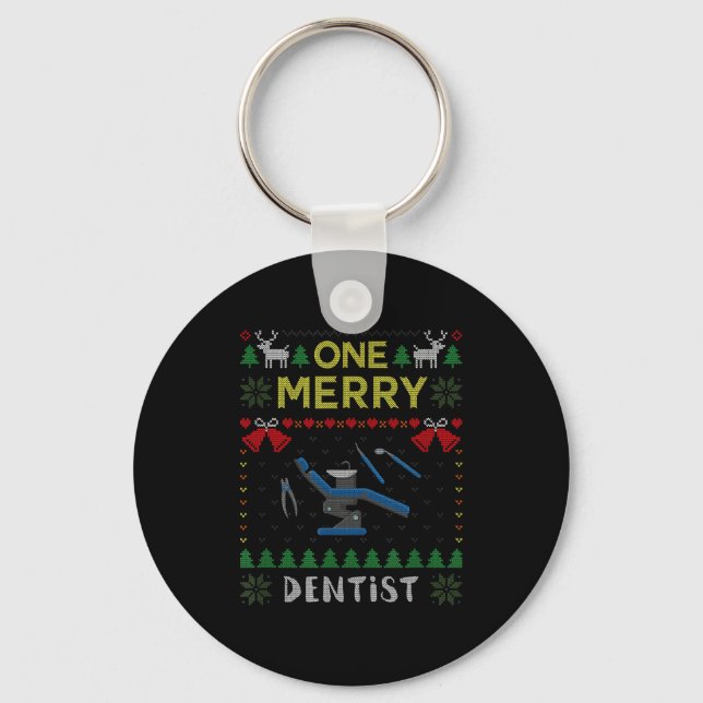 One Merry Dentist Dental Doctor Ugly Christmas Swe Nyckelring (Framsida)