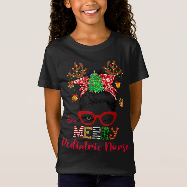 One Merry Pediatriska Nurse jul Pajama Julafton Ho T Shirt (Framsida)