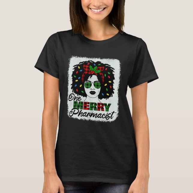 One Merry Pharmacist Afro African American Christm T Shirt (Framsida)