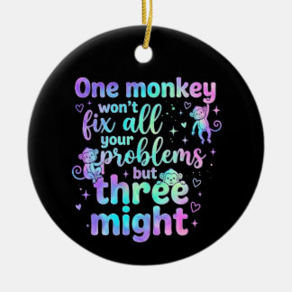 One monkey won't fix all your problems but three  julgransprydnad keramik