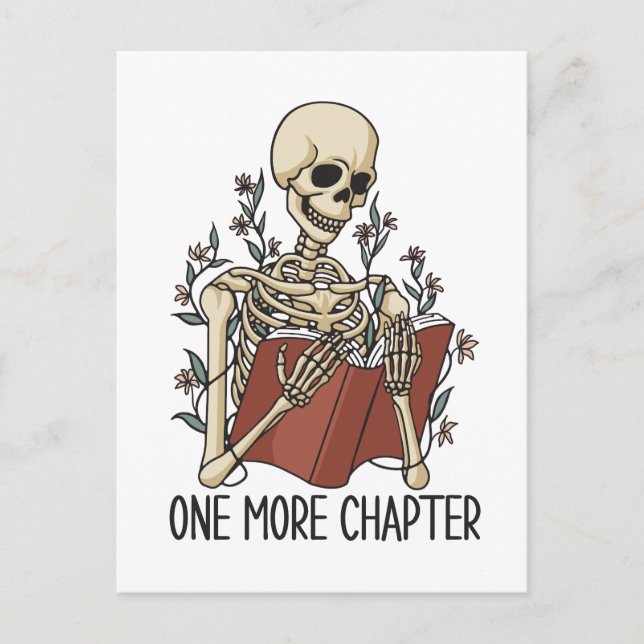 "One More Chapter" Skelettläsebok Vykort (Framsida)