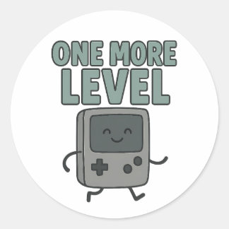 One More Level Cute Retro Gaming Console Cartoon Runt Klistermärke