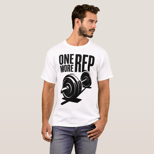 One More Rep Weightlifting T-Shirt - Distressed St (Hel framsida)