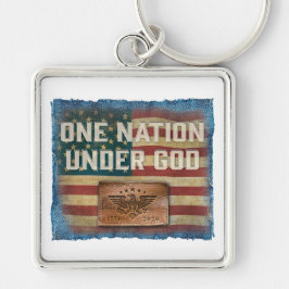 One Nation - Keychain Fyrkantig Silverfärgad Nyckelring