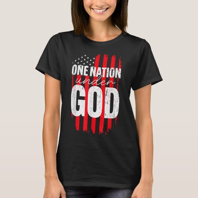 One Nation Under God American Flag Christian Jesus T Shirt (Framsida)