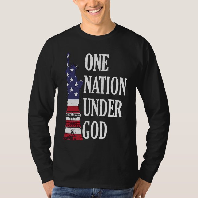 One Nation Under God Patriotic American T Shirt (Framsida)