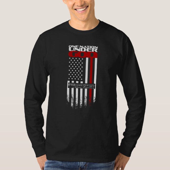 One Nation Under God - US Flag National Anthem Day T Shirt (Framsida)