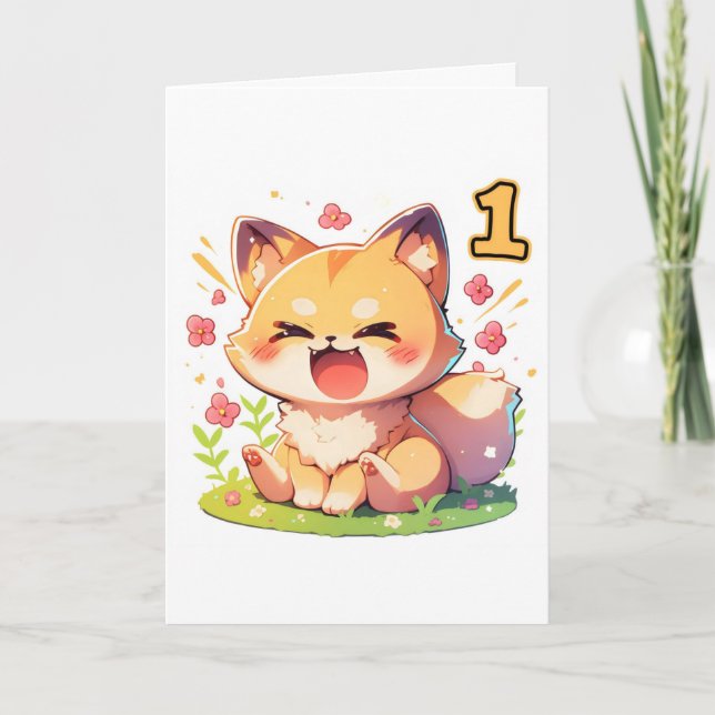 One Number Anime Fox Helgkort (Framsida)