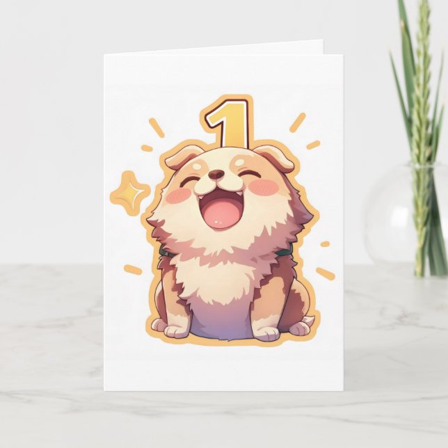 One Number Anime Hund Helgkort (Framsida)