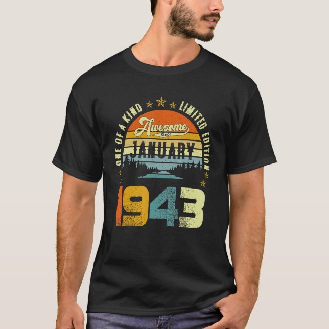 One Of A Kind  Awesome Since January 1943 T Shirt (Framsida)