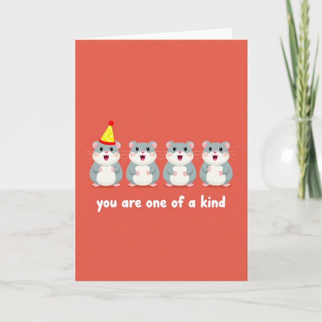 One Of A Kind Birthday Hamster Card Kort (Framsida)