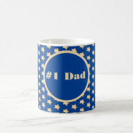 #One Pappa Simple Guld Star på Blue Background Kaffemugg